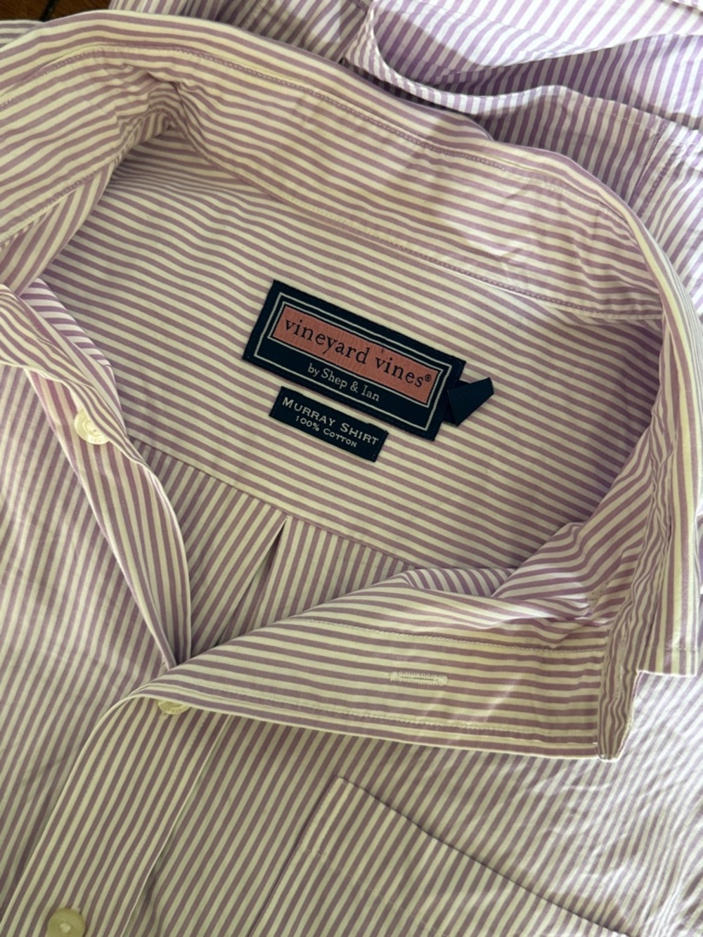 Vineyard Vines Murray Shirt 100% Cotton Purple Stripe Button Down Size Medium